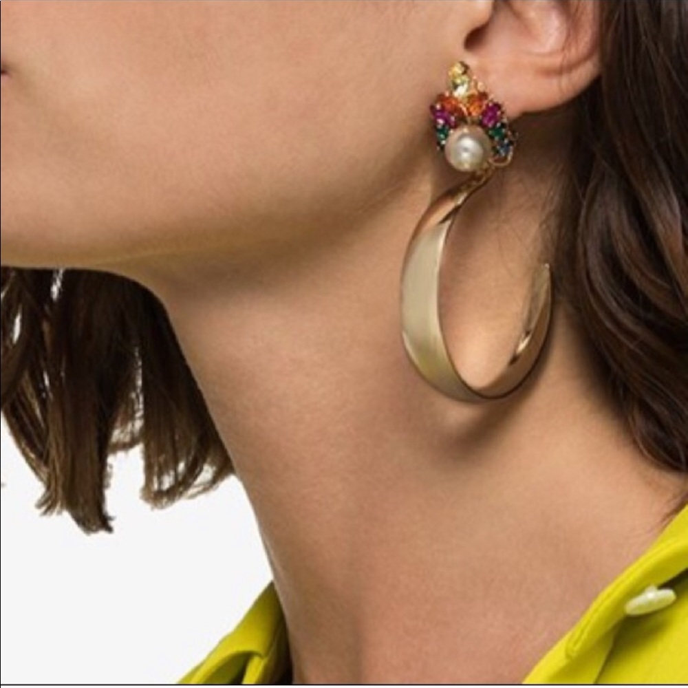 Anton Heunis 
crystal cluster hoop earrings